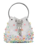 Jimmy Choo Bon Bon floral-embellished bucket bag - Silver