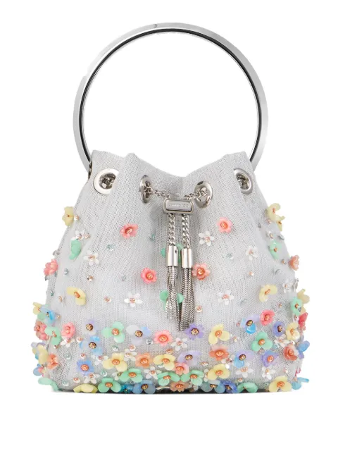 Jimmy Choo Bon Bon floral-embellished bucket bag