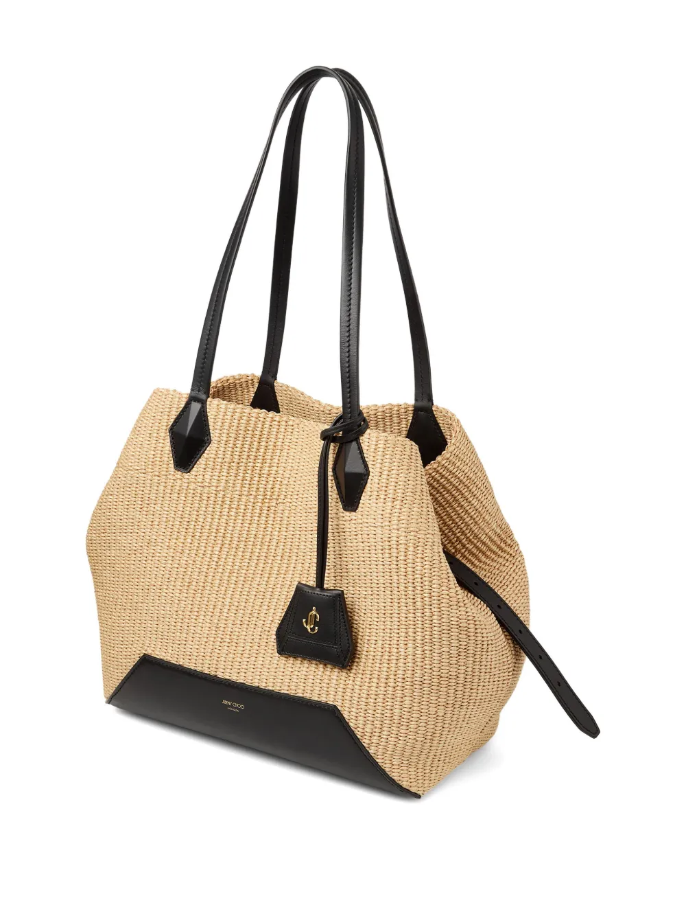 Jimmy Choo Diamond Visetos medium gebreide shopper Beige
