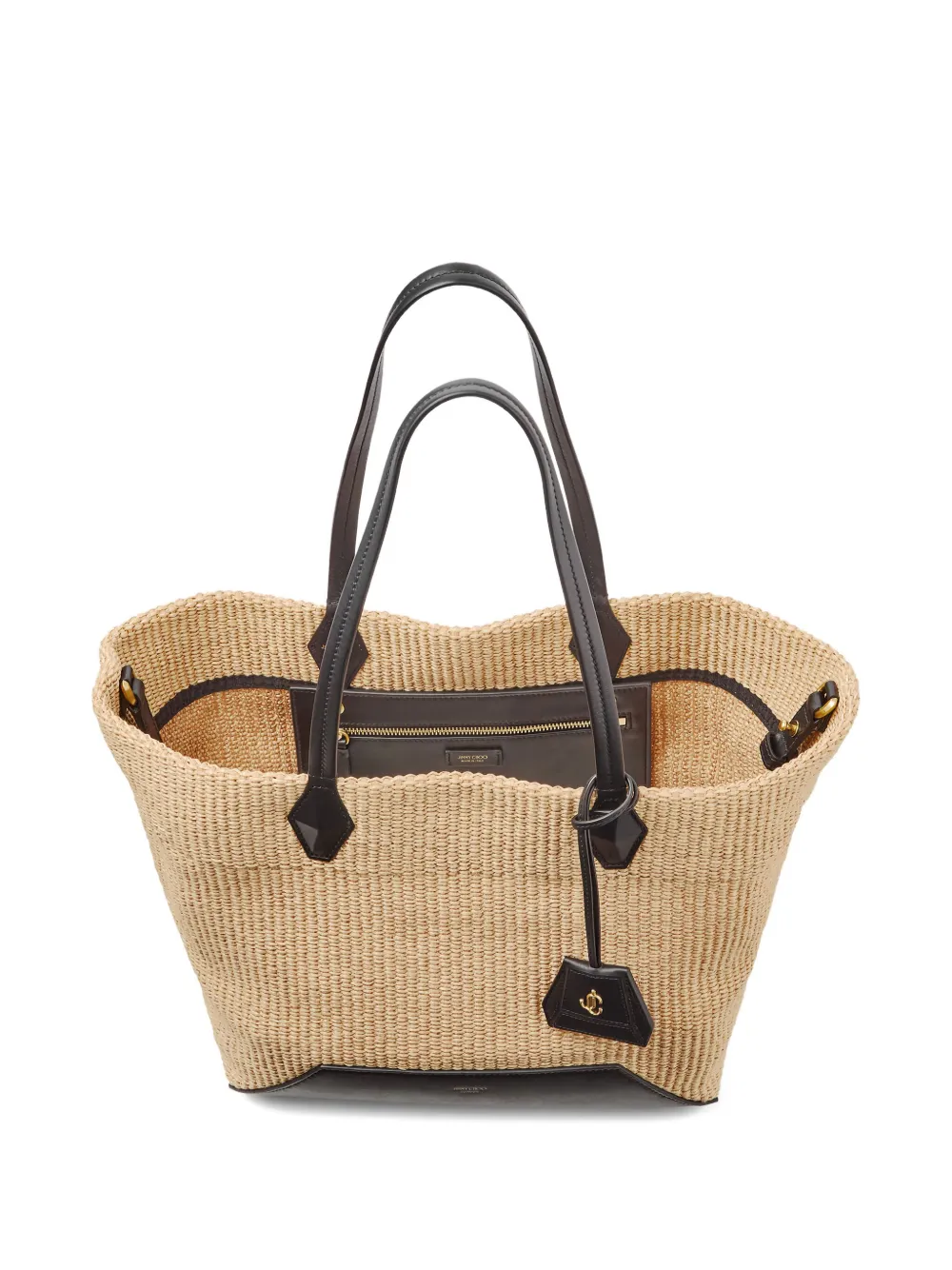 Jimmy Choo Diamond Visetos medium gebreide shopper Beige