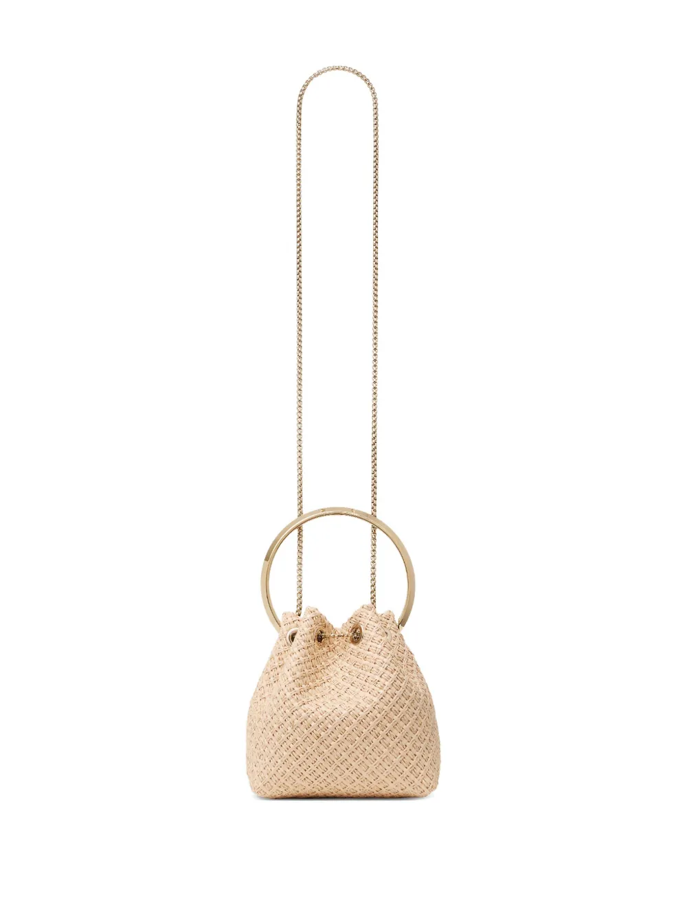 Jimmy Choo Bon geweven bucket-tas Beige