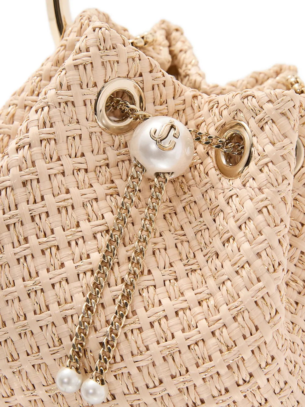 Jimmy Choo Bon geweven bucket-tas Beige