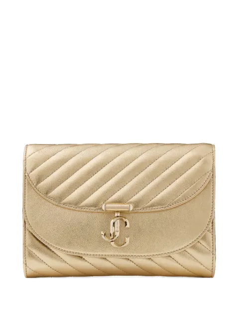Jimmy Choo quilted metallic-leather clutch bag