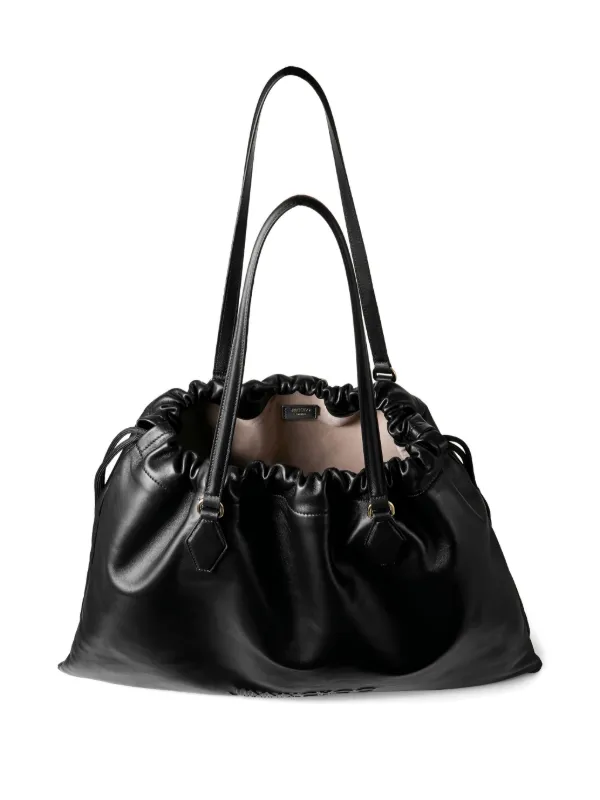 トートバッグ Jimmy Choo DRAWSTRING TOTE BAG Drawstring Tote M |Natural Soft Raffia Tote with Smooth Calf