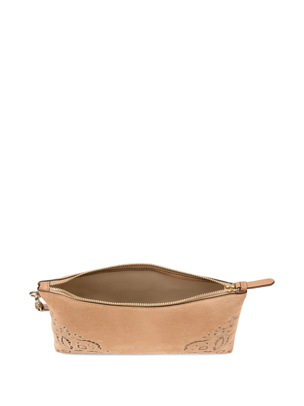 Jimmy Choo Platte clutch met rits Beige