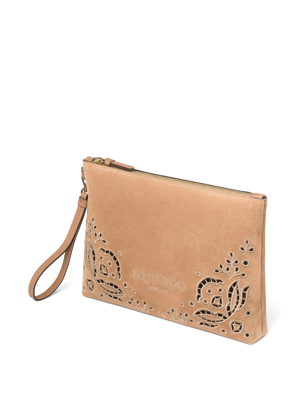 Jimmy Choo Platte clutch met rits Beige