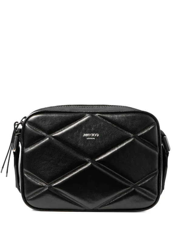 Jimmy Choo Box Camera Quilted Leather Shoulder Bag in Black