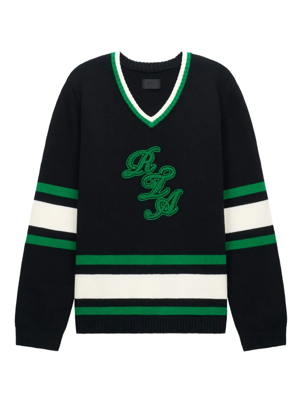RTA logo-embroidered striped sweater Zwart