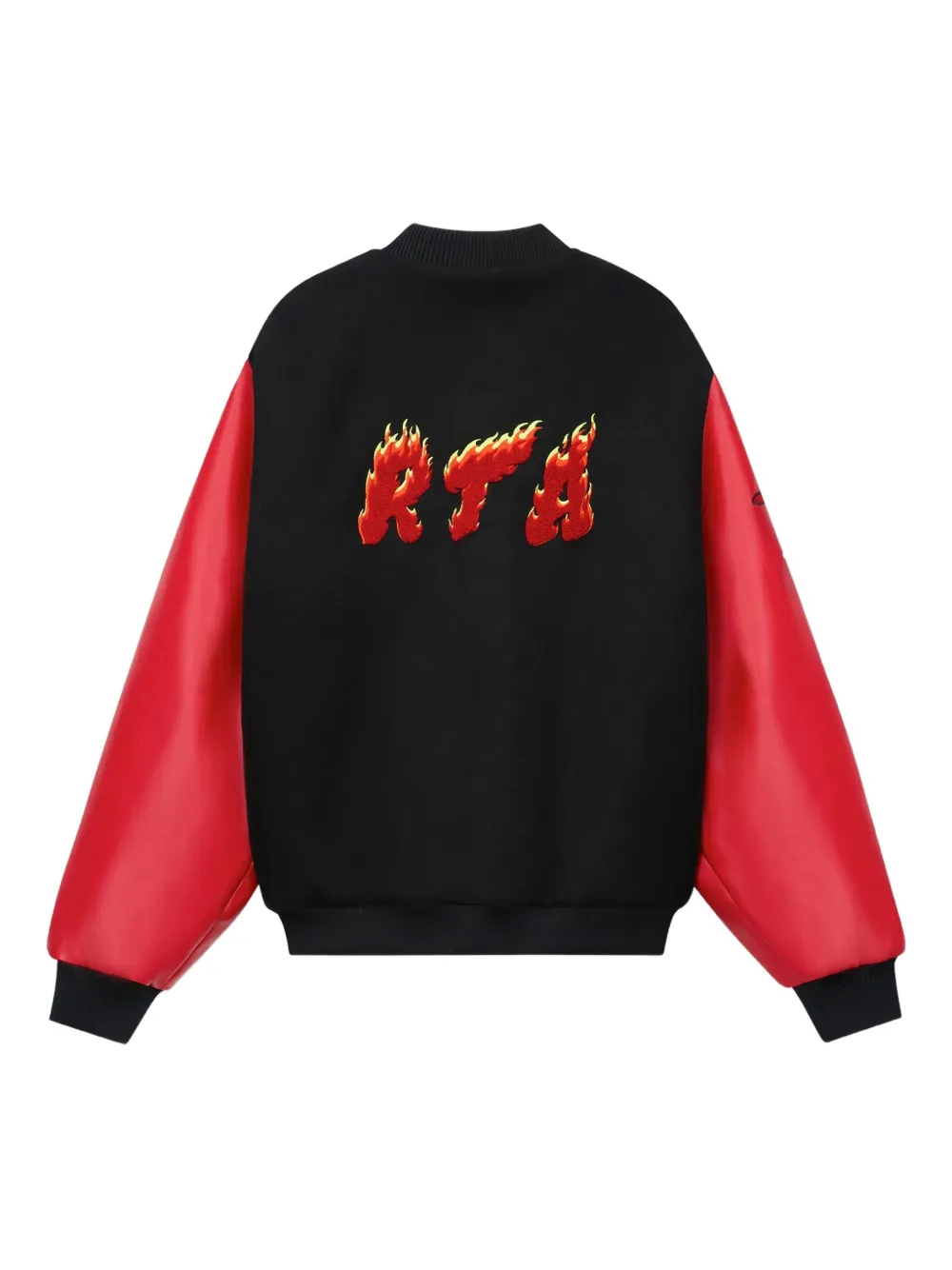 RTA flame-logo leather-sleeve jacket Zwart