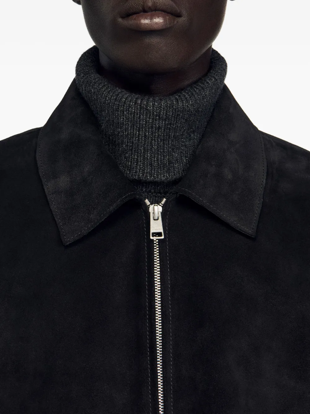 Zip-Front Suede Jacket