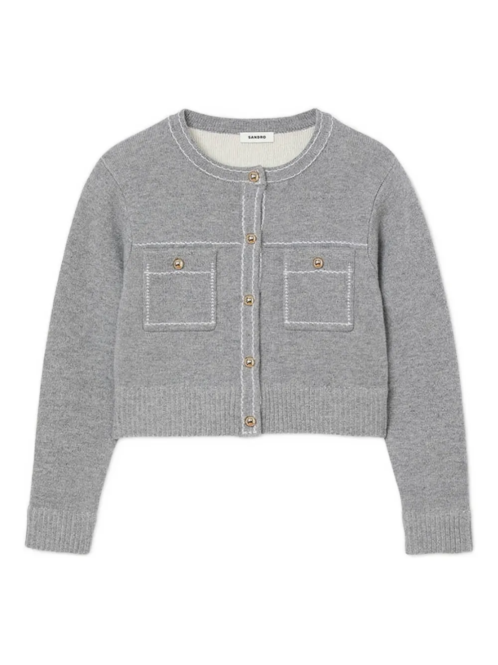 SANDRO contrast-stitching cardigan | Grey | Image 1