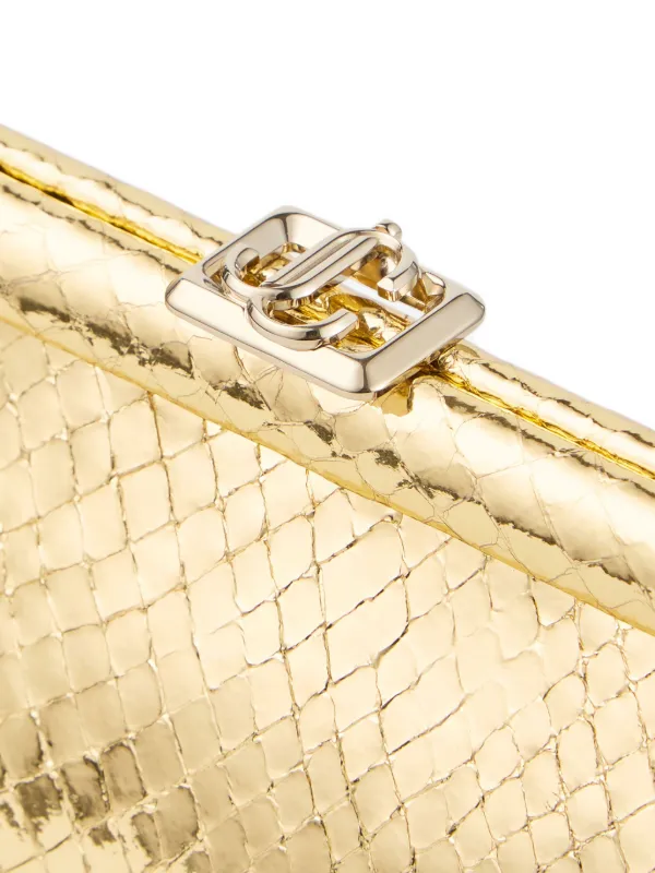Jimmy Choo Metallic Textured Clutch Bag | Gold | FARFETCH