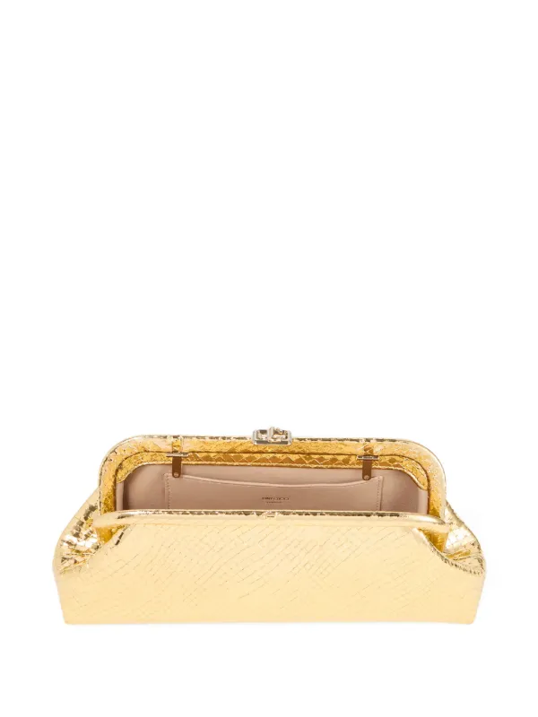 Jimmy Choo Metallic Textured Clutch Bag | Gold | FARFETCH