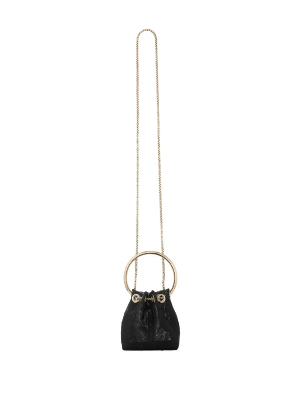 ショルダーバッグ・ポシェット JIMMY CHOO BLACK LEATHER BON BON CROSSBODY BAG Bon Bon | Biker Leather Black Bag With Pearl Closure | JIMMY