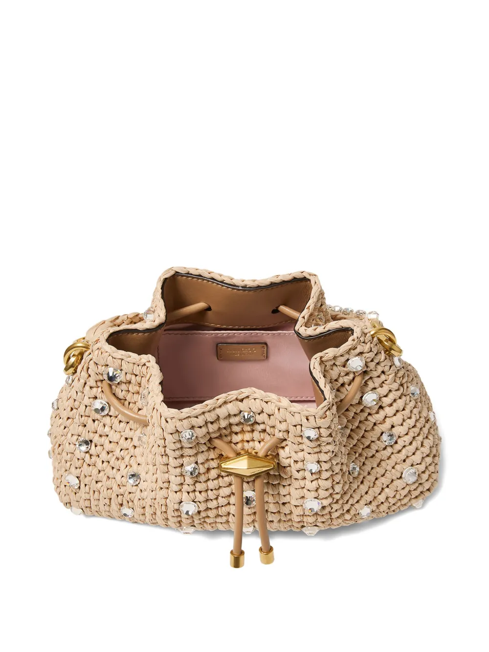 Jimmy Choo Cinch S raffia schoudertas Goud