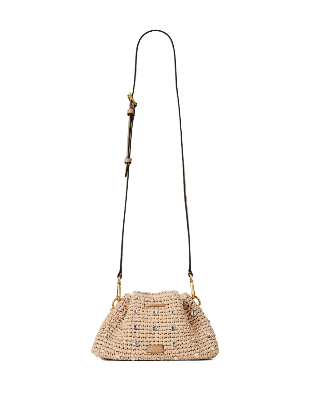 Jimmy Choo Cinch S raffia schoudertas Goud