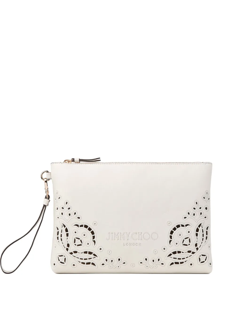 Jimmy Choo Platte clutch met rits Wit