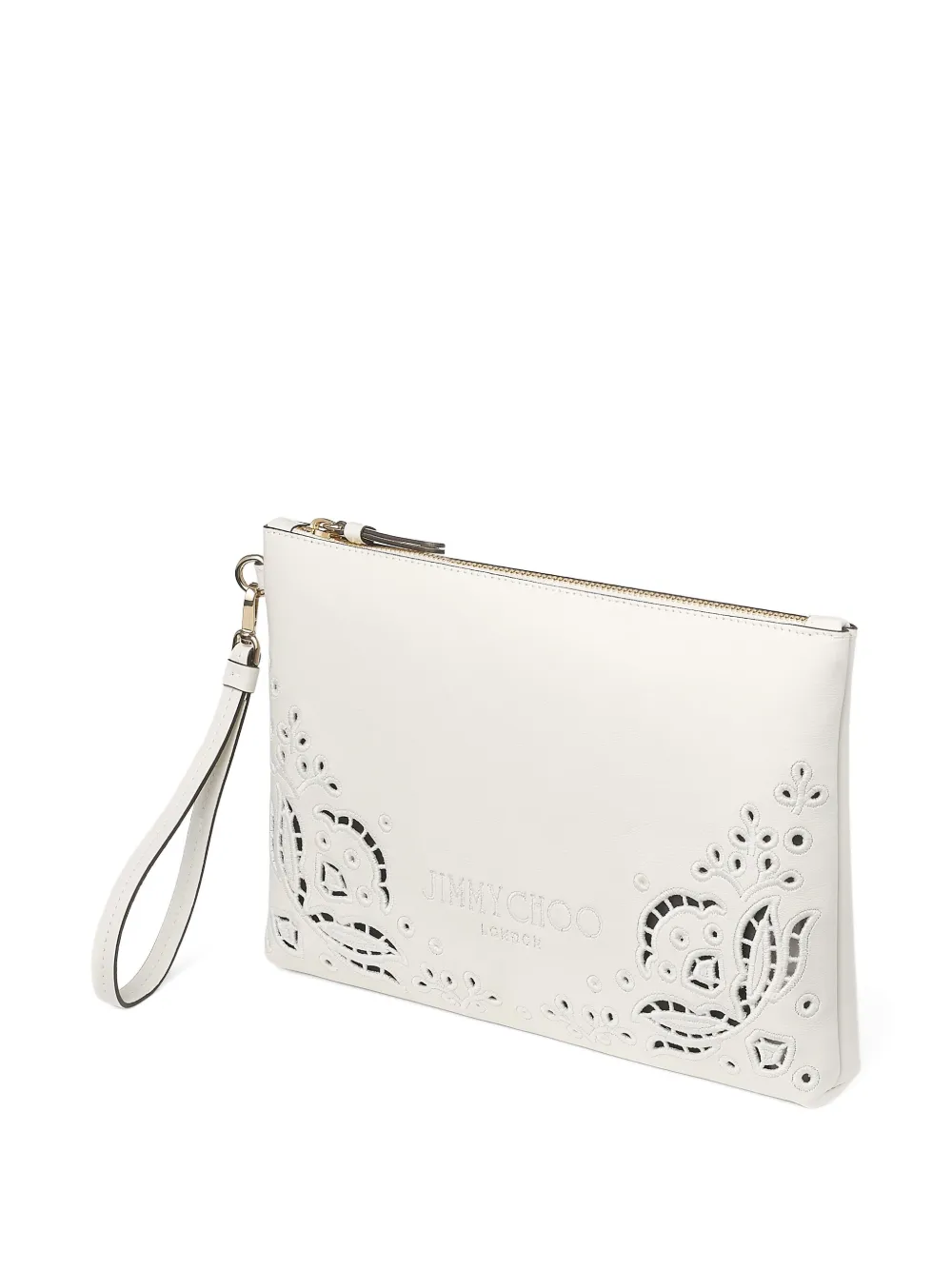 Jimmy Choo Platte clutch met rits Wit