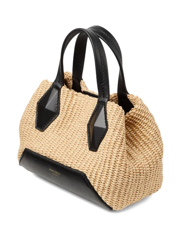 Jimmy Choo Small Diamond Woven Straw Tote Bag | Neutrals | FARFETCH