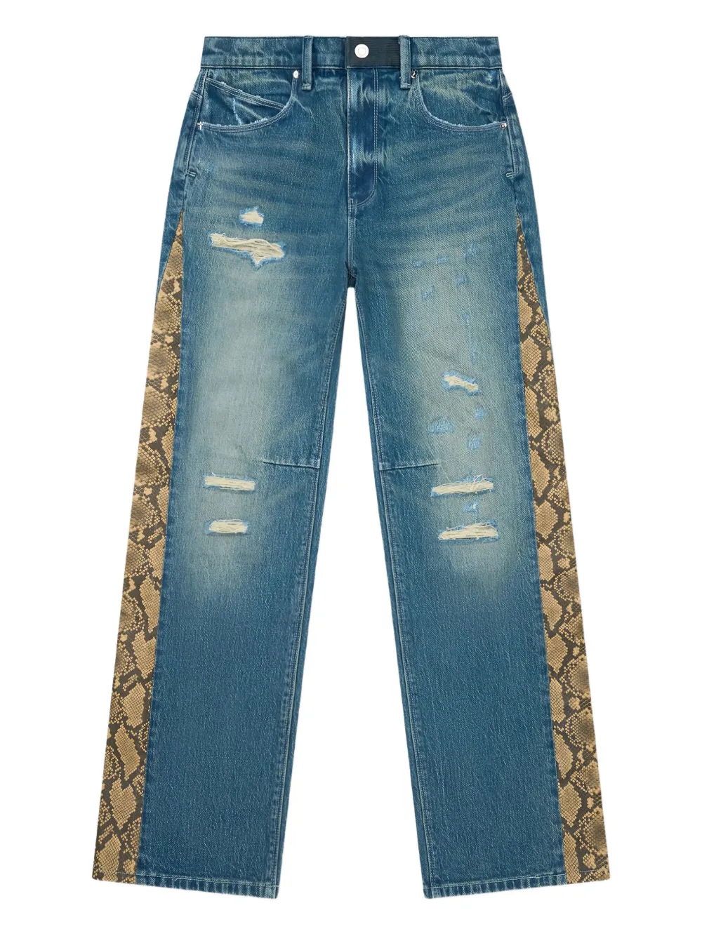 RTA snake-panel distressed jeans Blauw