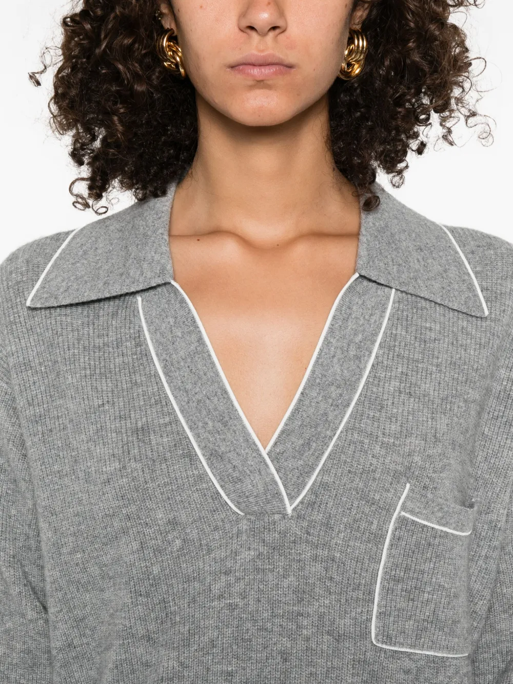 SANDRO Trui met opgestikte zak en polokraag Grijs