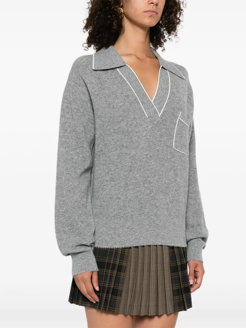 SANDRO Trui met opgestikte zak en polokraag Grijs