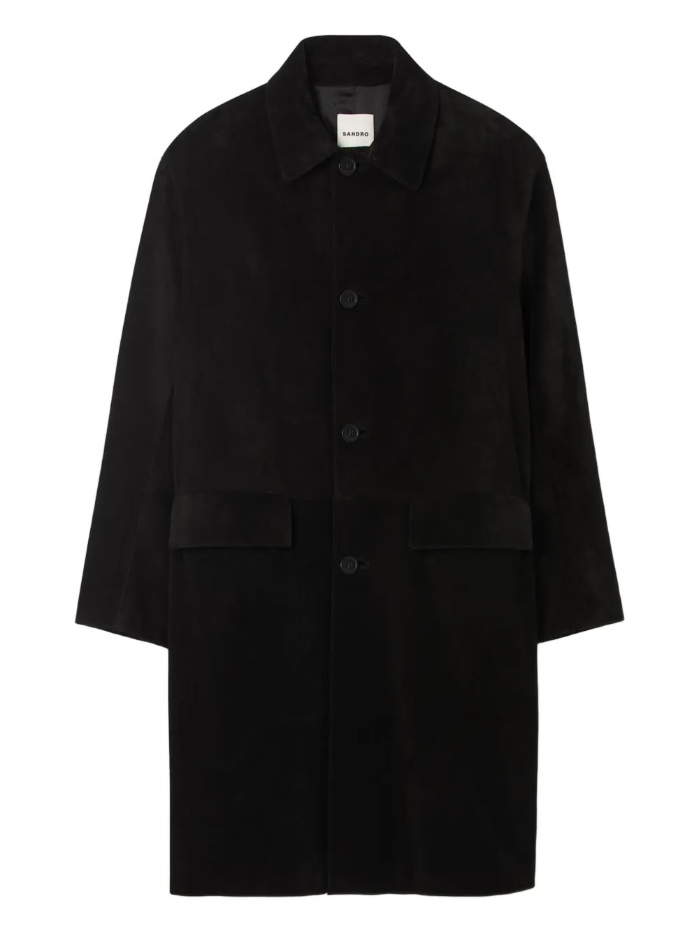 SANDRO buttoned collar coat - Black