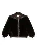 SANDRO faux-fur high-neck jacket - Brown