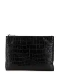 Saint Laurent Pre-Owned 2016 Croc Embossed Leather clutch bag - Black