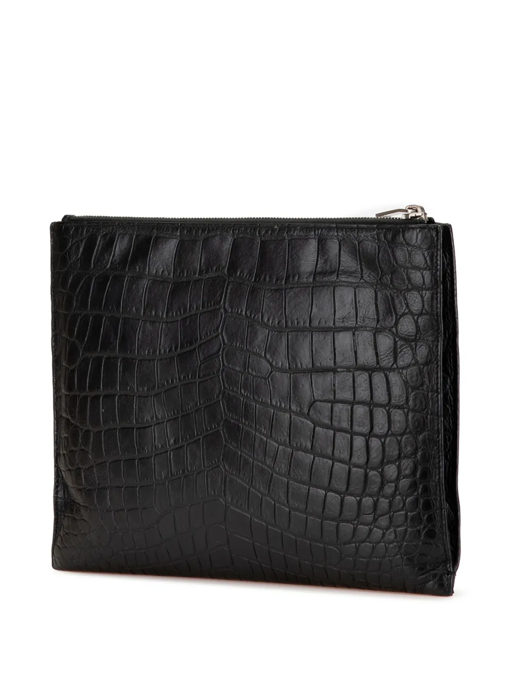 Pre-owned Saint Laurent 2016 Croc Embossed Leather Clutch Bag