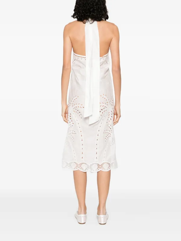 farm rio white dress Women's Stitched Garden Midi Dress, Stitched Garden Off White, Linen | Size: Small A subtle midi length with a side slit adds fluidity and ease FARM RIO | Stitched Garden