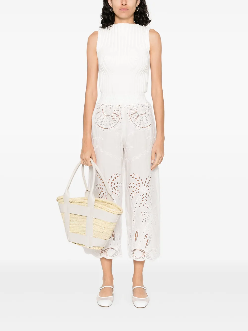 FARM Rio cotton trousers - ホワイト FARM Rio cotton trousers - ホワイト