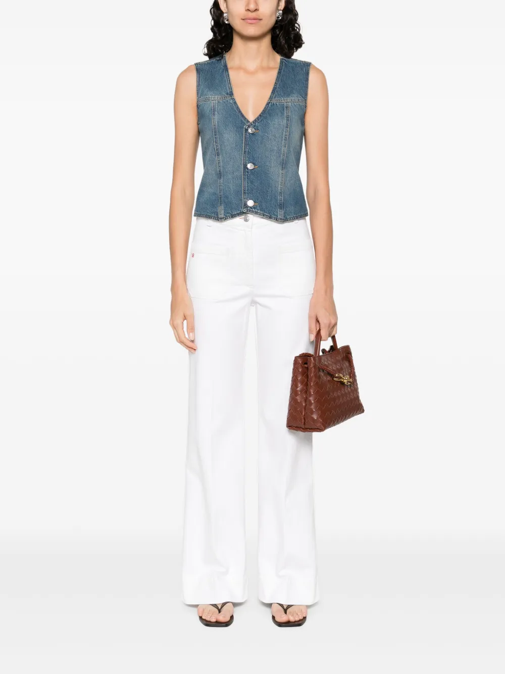 Victoria Beckham Jeans met logo-label - Wit
