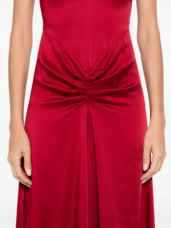 victoria beckham red silk dress Victoria Beckham Posy Draped Asymmetric Gown