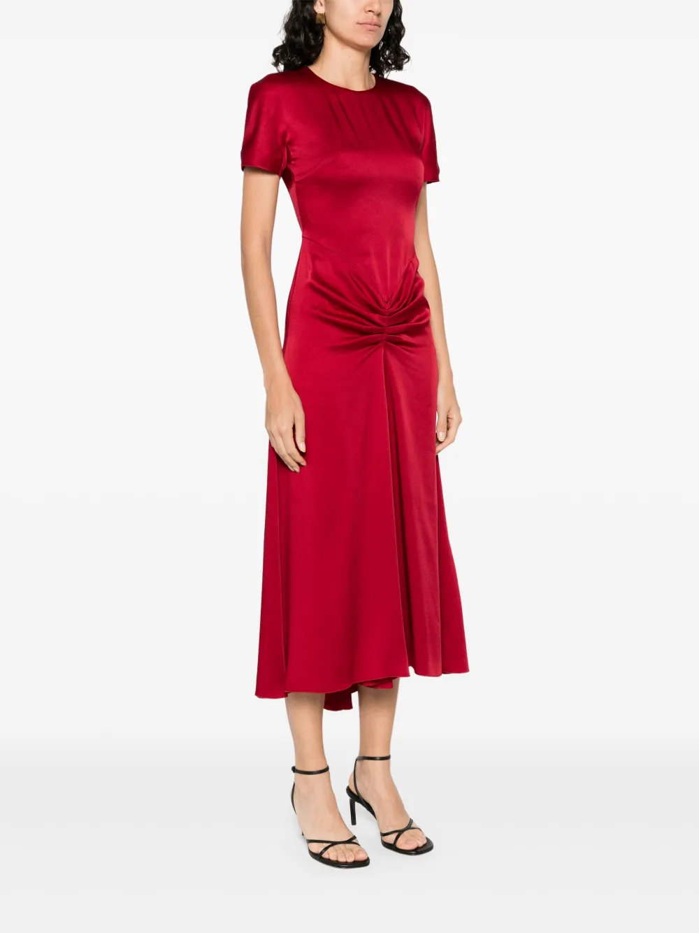 Victoria Beckham Gedrapeerde midi-jurk Rood