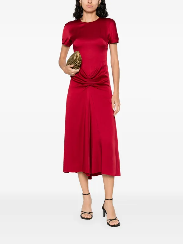 victoria beckham red satin dress Victoria Beckham Cut-Out Gown In Cardinal Red