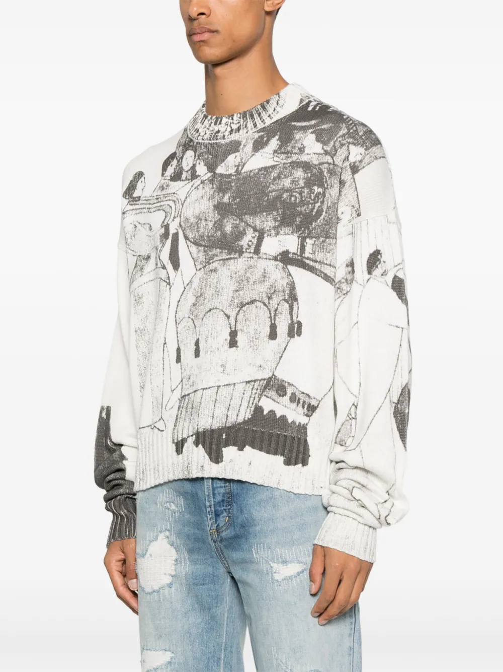 Enfants Riches Deprimes The Ballroom Dance Knitted Sweater In White