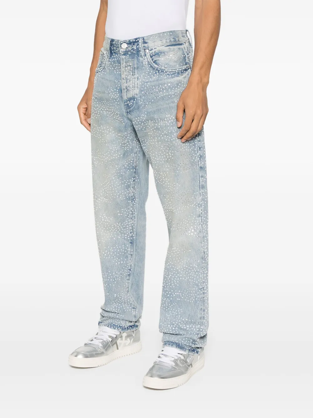 Purple Brand Jeans verfraaid met stras Blauw