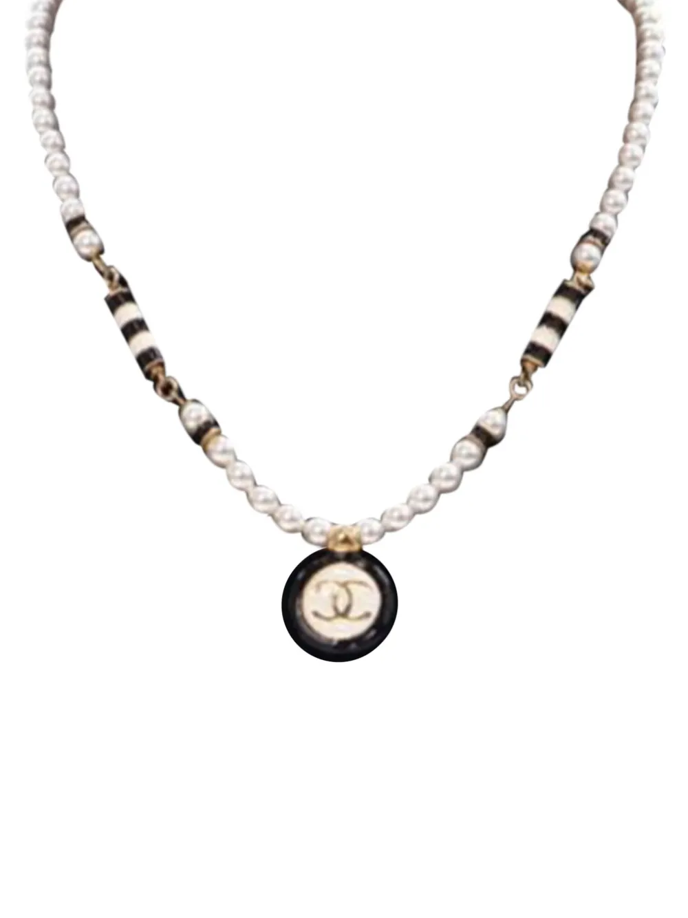 CHANEL Pre-Owned 20th Century Gold Plated Faux Pearl CC Pendant CHANEL Pre-Owned 20th Century Gold Plated Faux Pearl CC Pendant