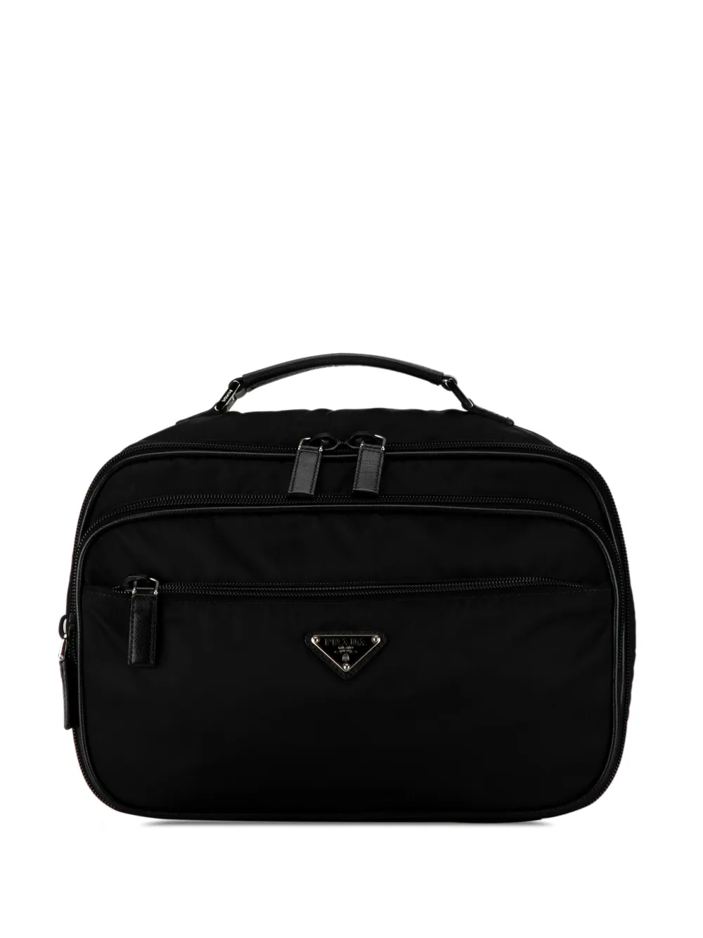 Prada Pre-Owned 2013-2023 Saffiano Trimmed Tessuto vanity bag - ブラック Prada Pre-Owned 2013-2023 Saffiano Trimmed Tessuto vanity bag - ブラック