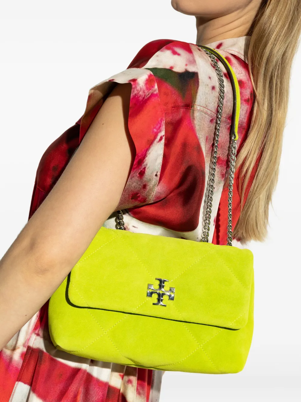 Tory Burch Mini Kira crossbodytas met chevron streep Groen