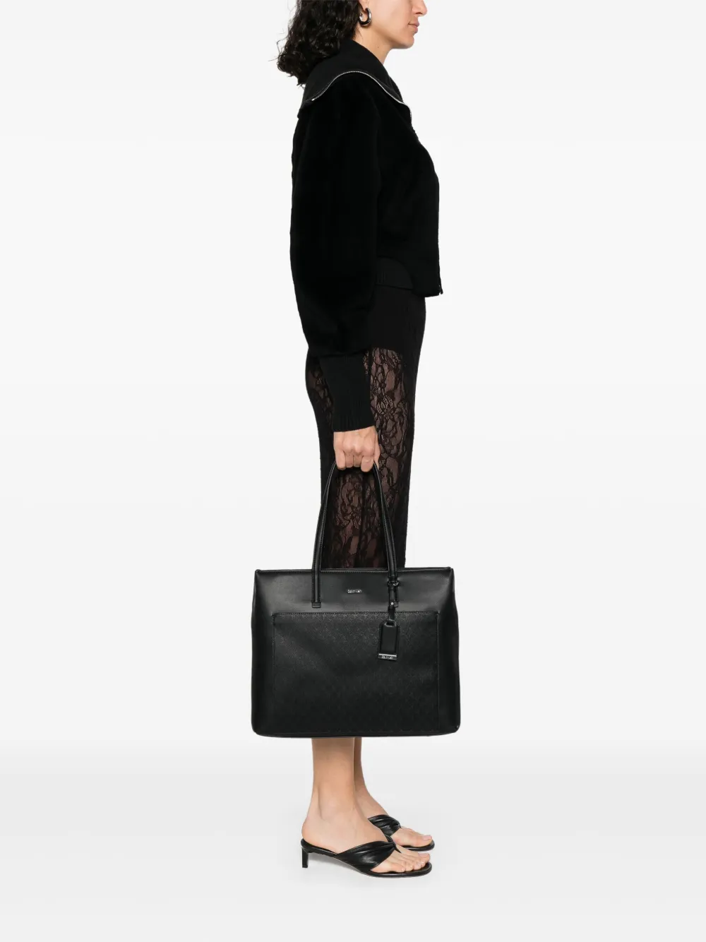 Calvin Klein Shopper met logo - Zwart