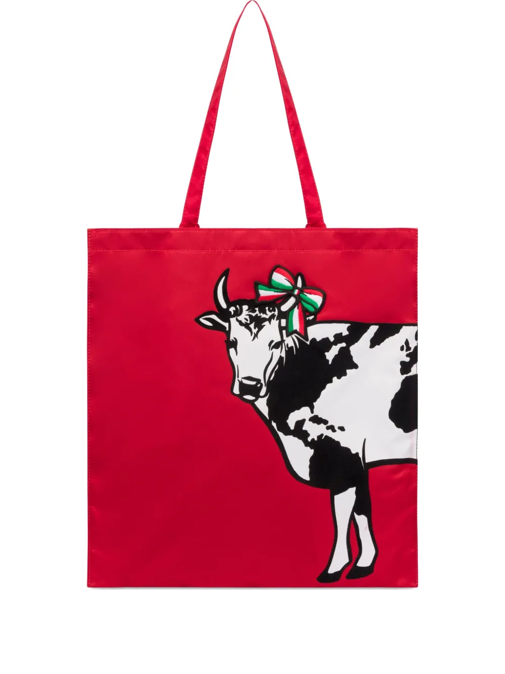 Moschino Shopper met koeienpatroon Rood