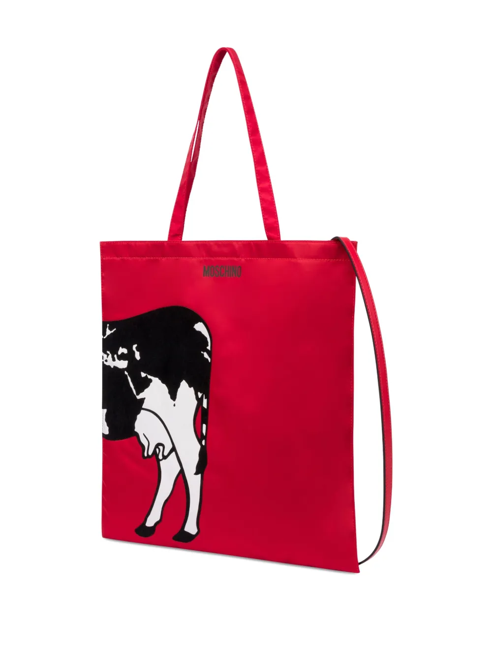 Moschino Shopper met koeienpatroon - Rood