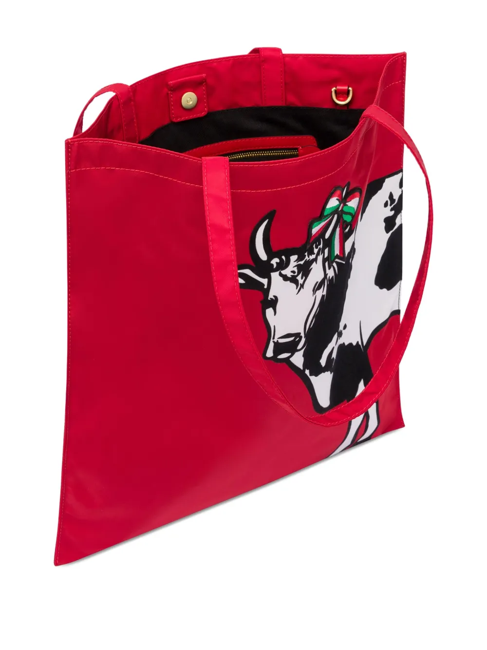 Moschino Shopper met koeienpatroon Rood