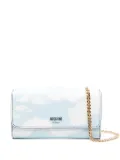 Moschino cloud-print chain wallet - Blue