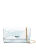 Moschino cloud-print chain wallet - Blue