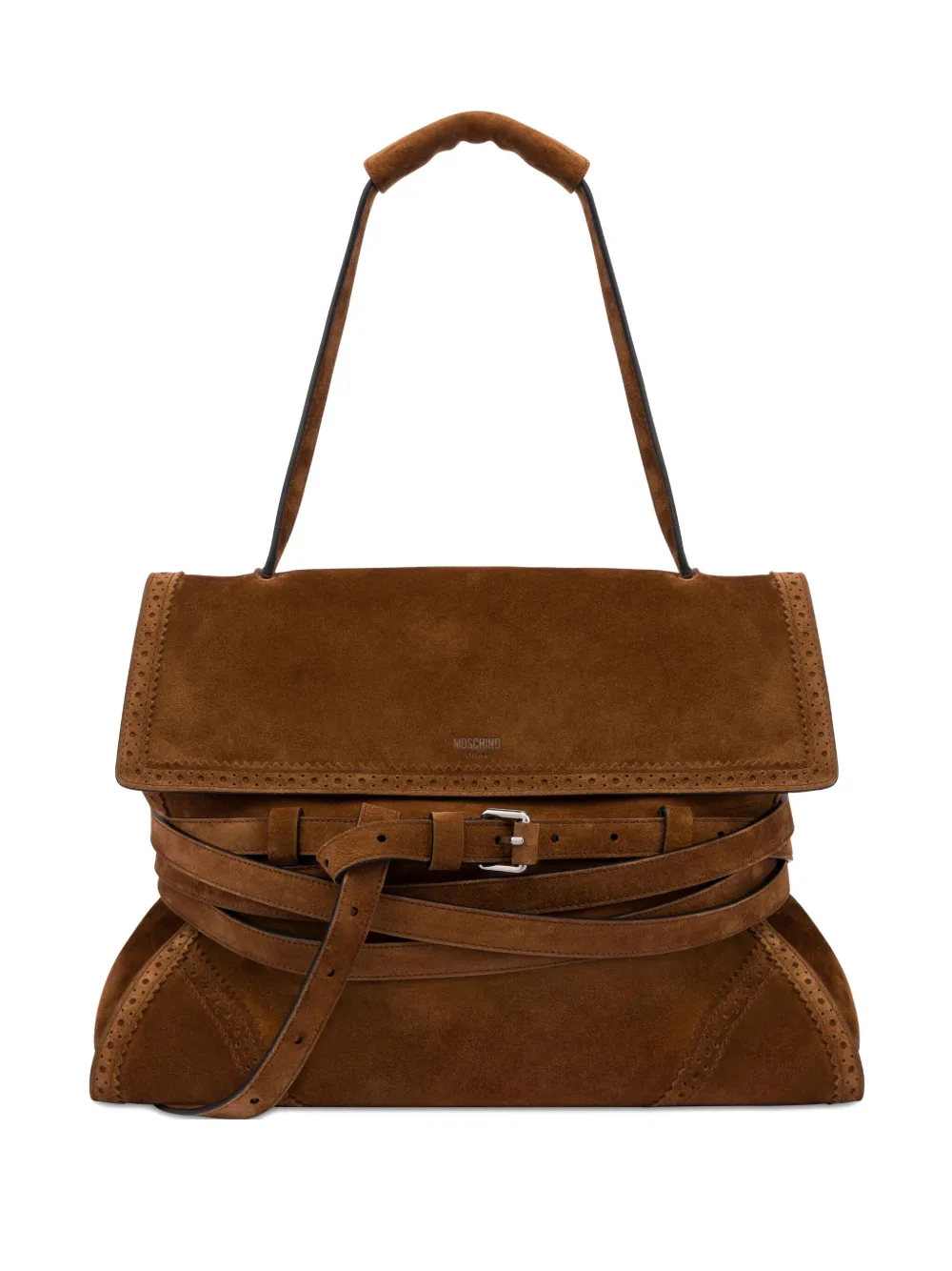 Moschino Tie Me leren schoudertas Bruin