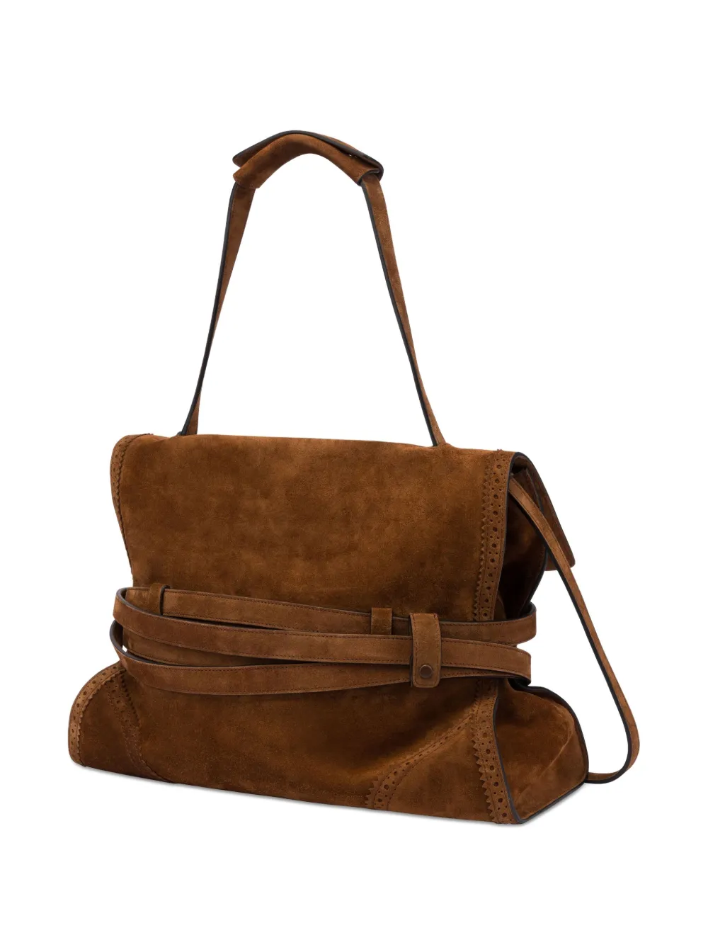 Moschino Tie Me leren schoudertas Bruin