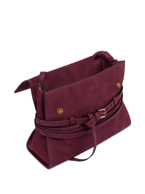 Moschino Tie Me スエードショルダーバッグ M | レッド